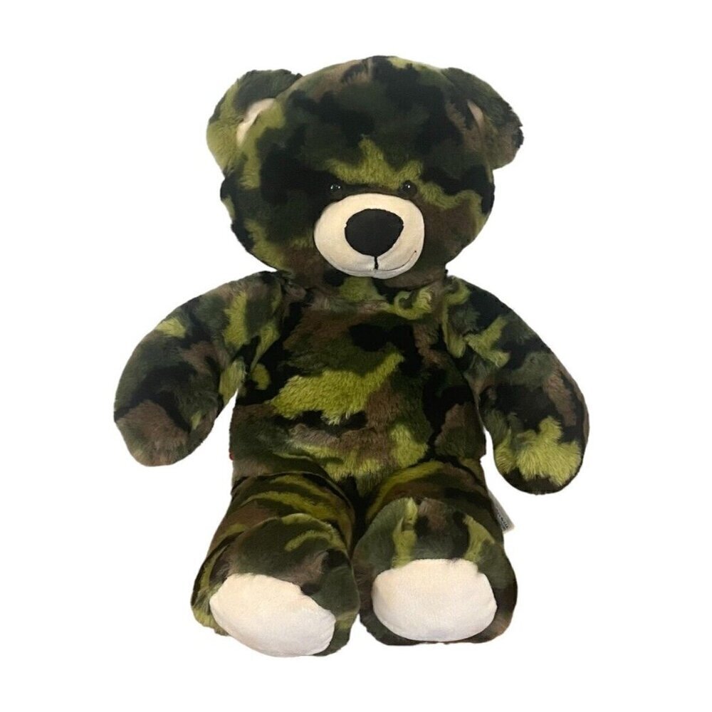 Build a Bear BABW Army Military Camo Camouflage Teddy Bear Green Black Beige Paw